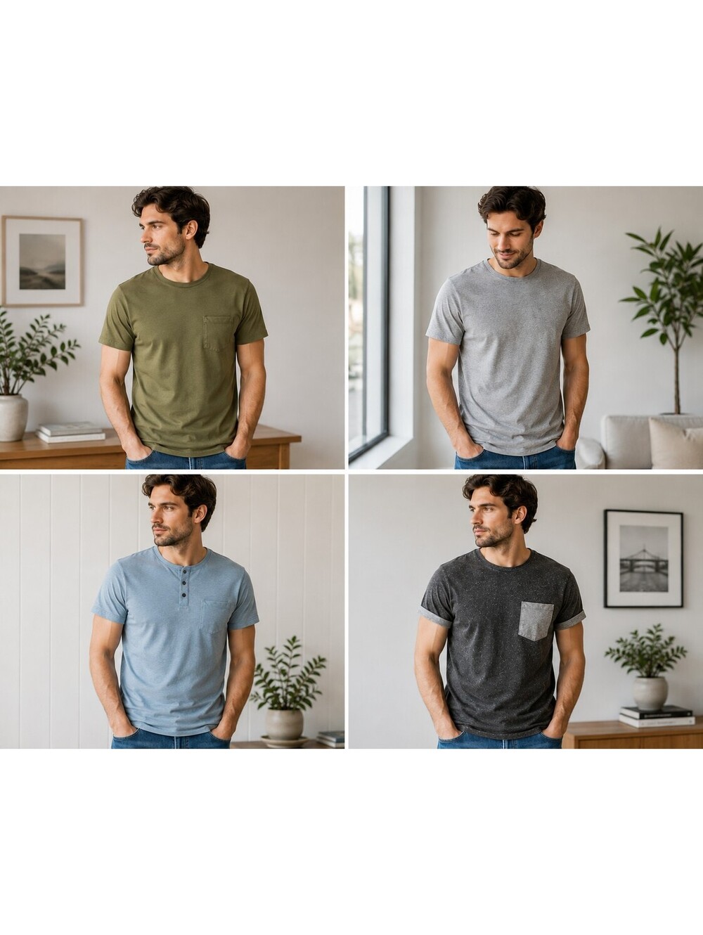 Men's SMALL Casual Long Sleeve Henley and Crew Neck Shirts